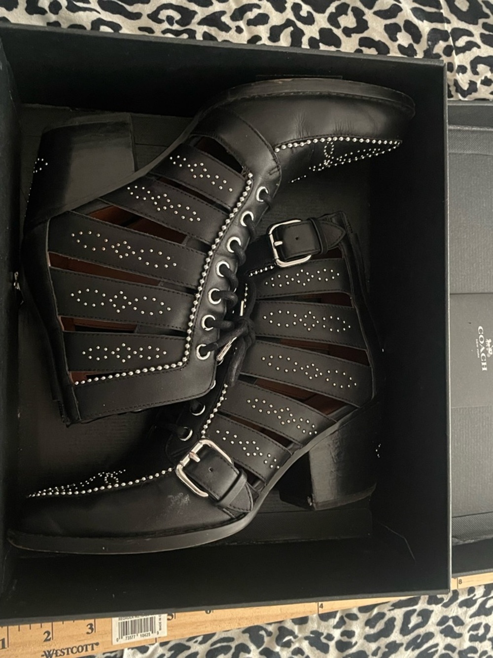 Coach Paisley Size 7 Leather Bootie Size 7 Black